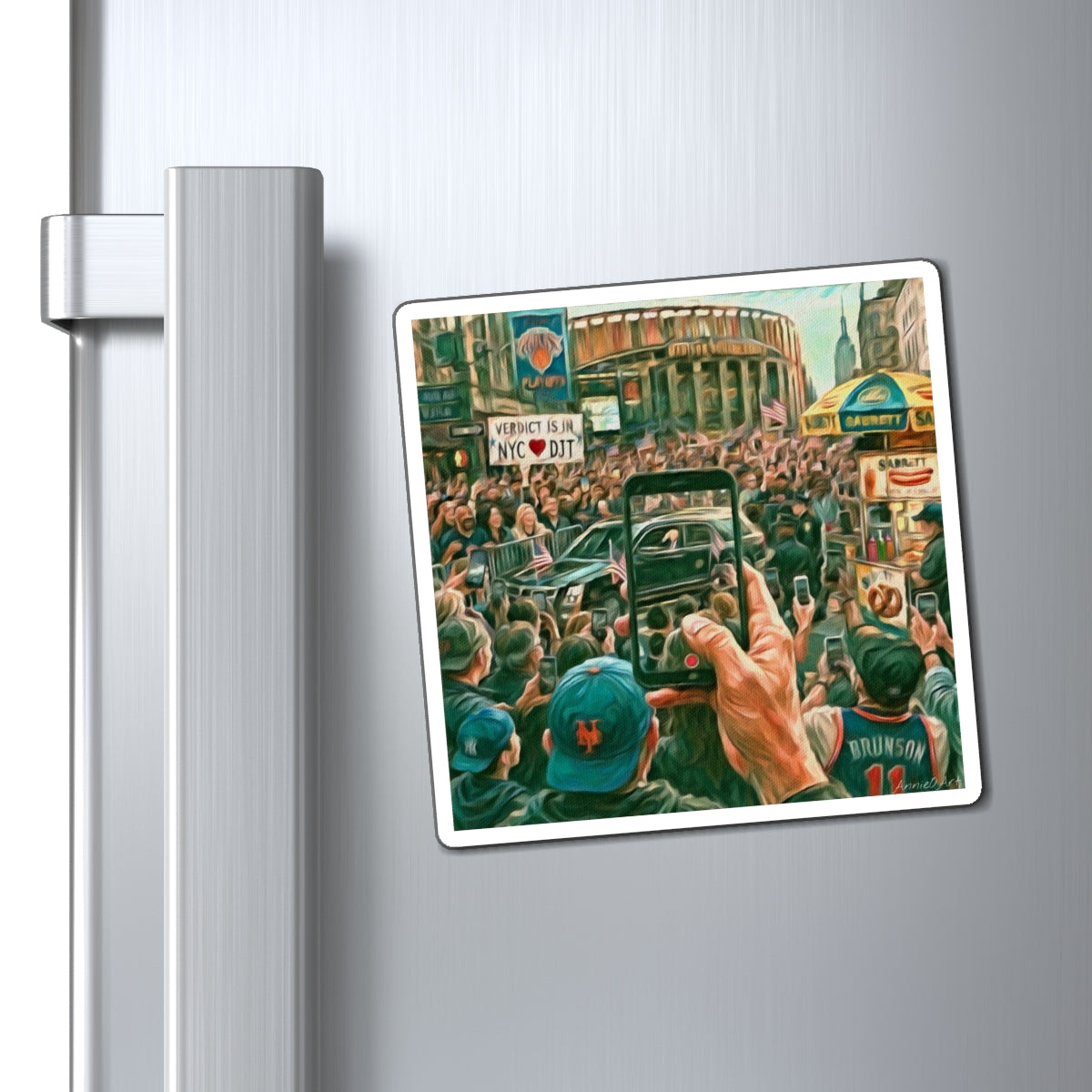 Trump Cheered at the Garden—NYC Crowd Phone Photo Magnet — Vintage Madison Square Garden Knicks Fan Souvenir