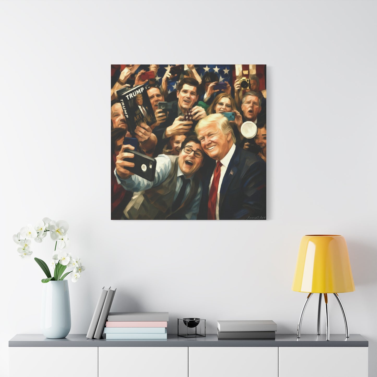 Trump Patriotic Crowd Selfie Canvas - Stretched Matte Wall Art