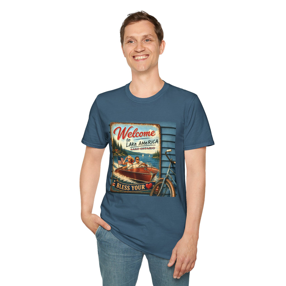Lake America Welcome T-Shirt — Vintage Lake America Boating Vacation Tee