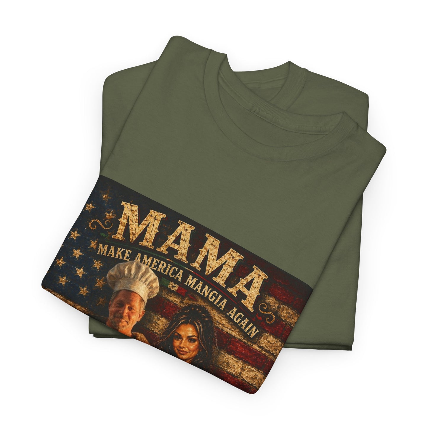 CUSTOM for MANDY—Mama Pizza Team T-Shirt — Retro American Flag Pizza Chef Graphic Tee