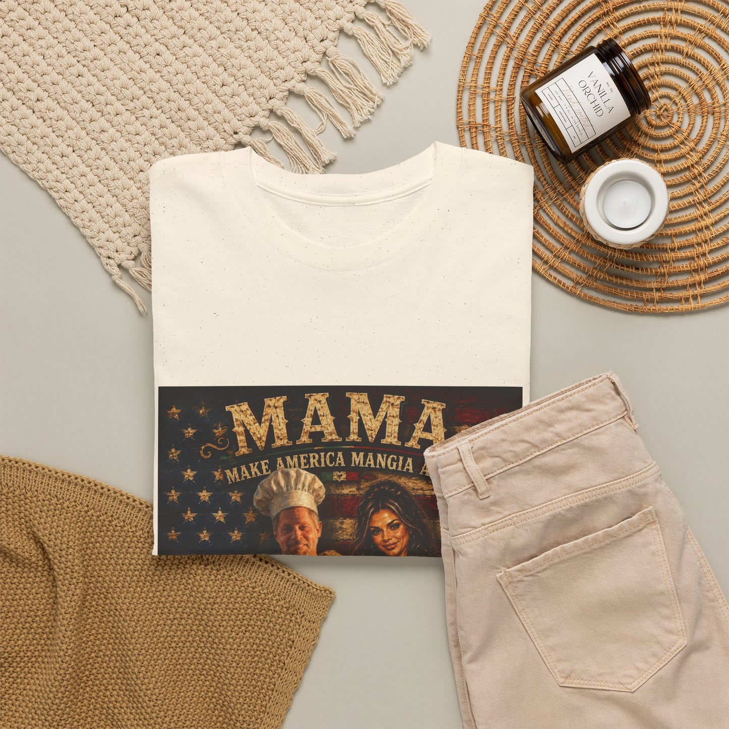 CUSTOM for MANDY—Mama Pizza Team T-Shirt — Retro American Flag Pizza Chef Graphic Tee