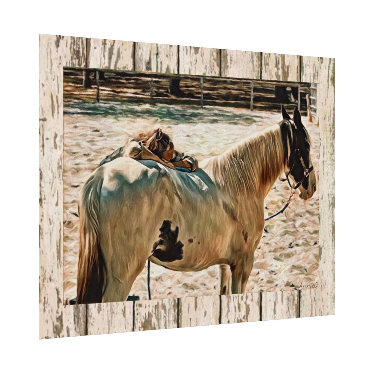 Horse Matte Poster- Art Show Ribbon Winner – Rustic Barnwood Art Print - Equine Therapy