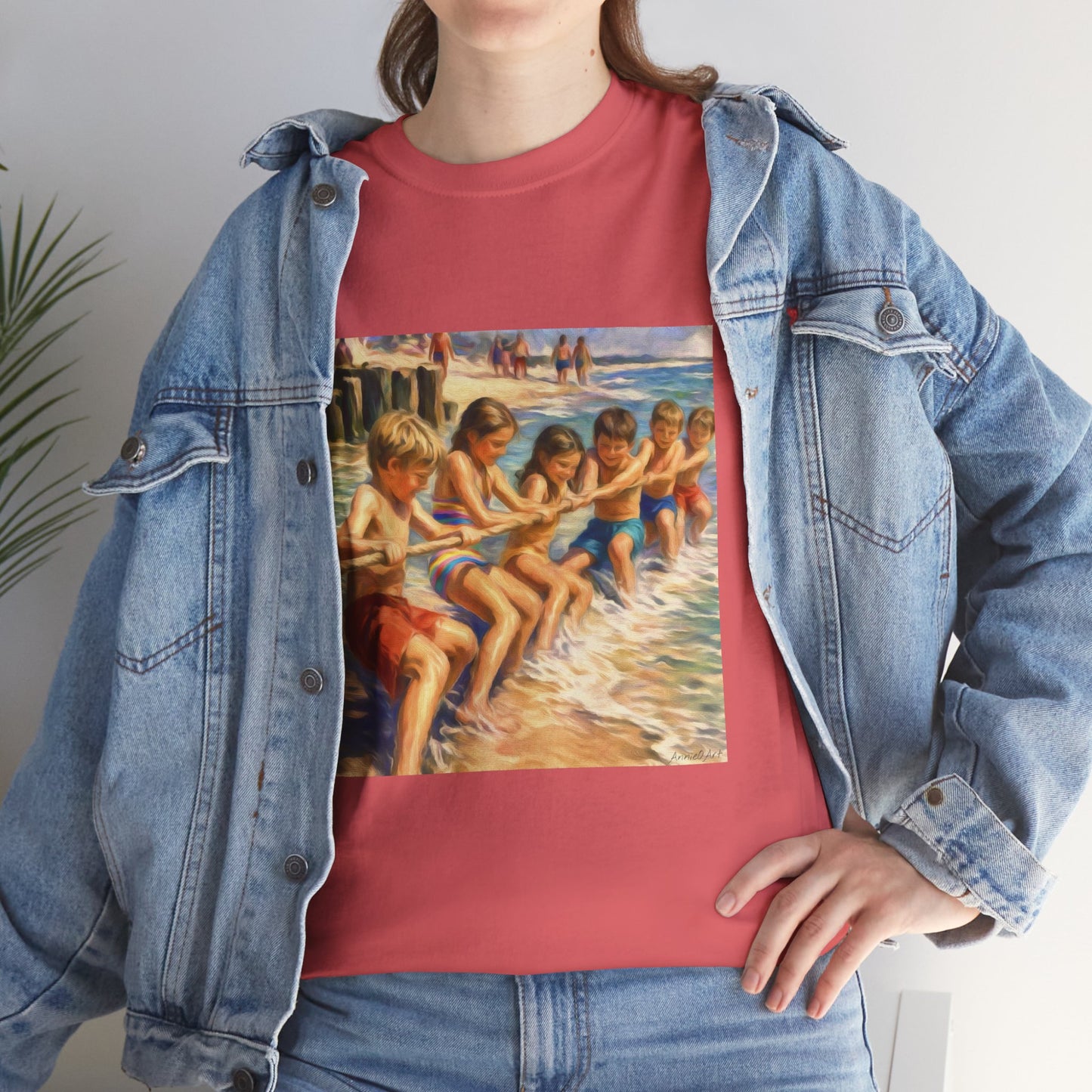 HoneySuckle Lodge Vintage Beach T-Shirt — "50+ years of fun in the sun" Retro Kids on Shore Design