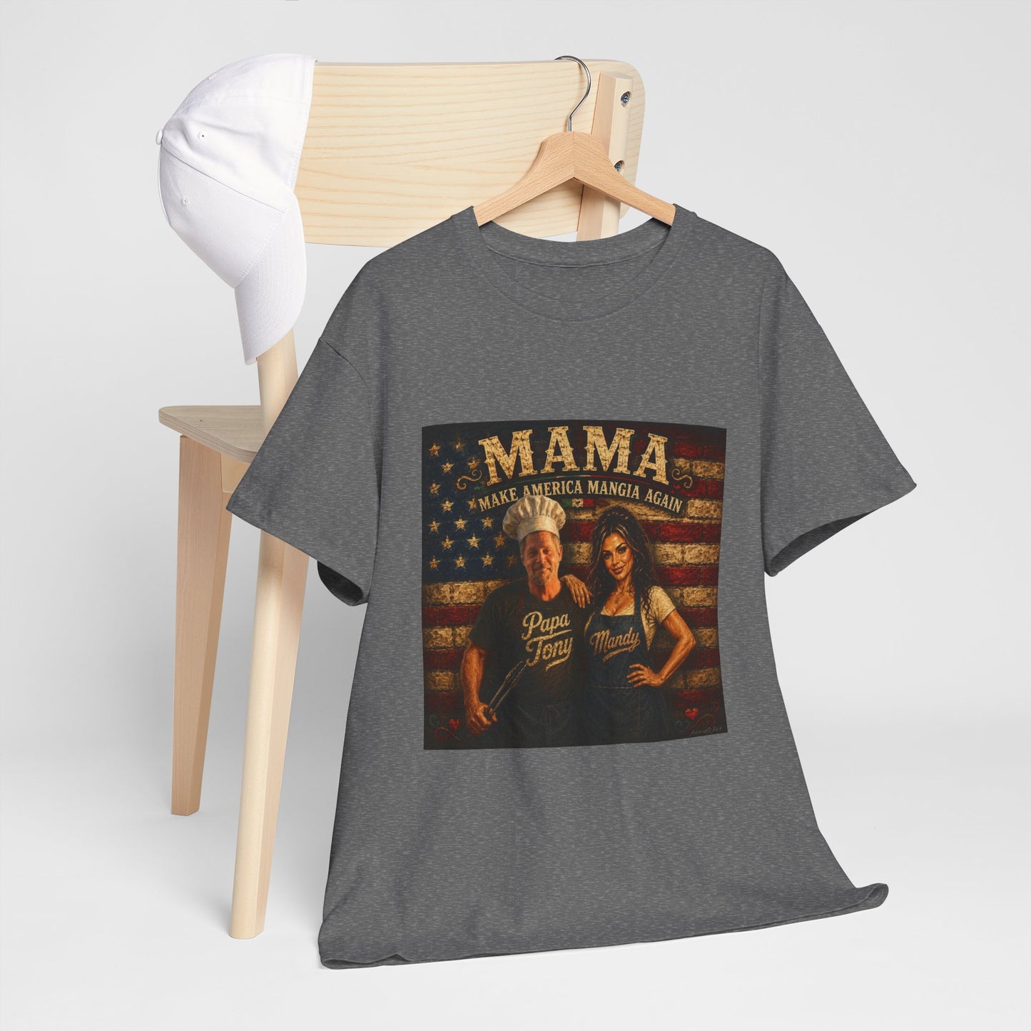 CUSTOM for MANDY—Mama Pizza Team T-Shirt — Retro American Flag Pizza Chef Graphic Tee