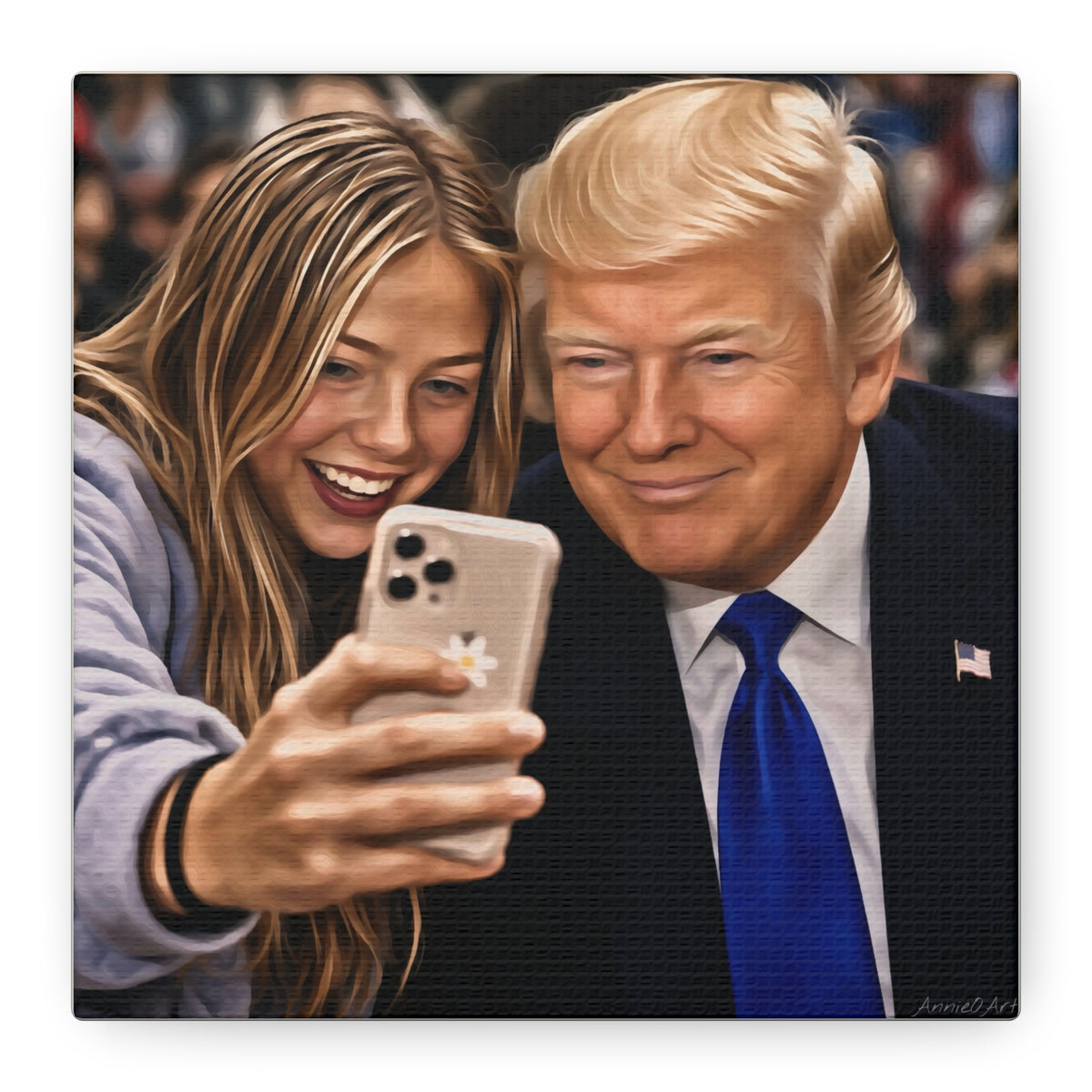 Trump Figure Selfie Matte Canvas Print