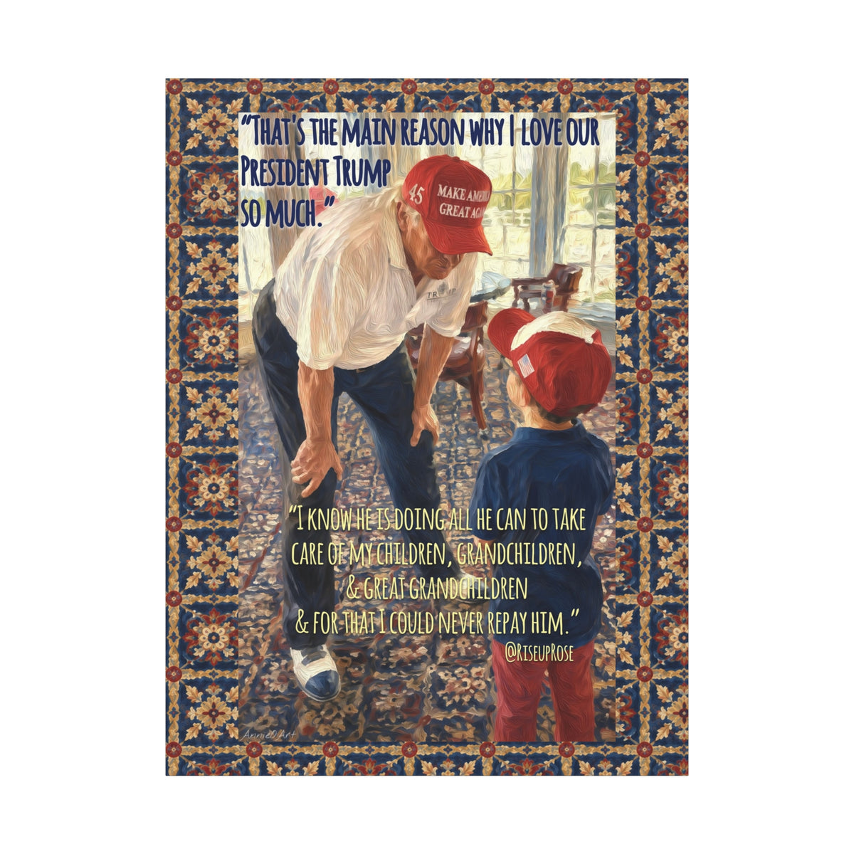 Patriotic Trump Quote Matte Canvas Print — 'I Love Our President Trump So Much' Wall Art