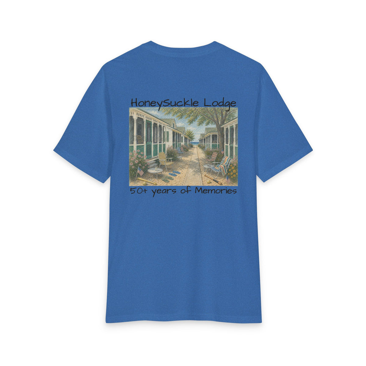 Vintage Americana Distressed Tee – "Happy 250th America!" Honeysuckle Lodge Souvenir T-Shirt
