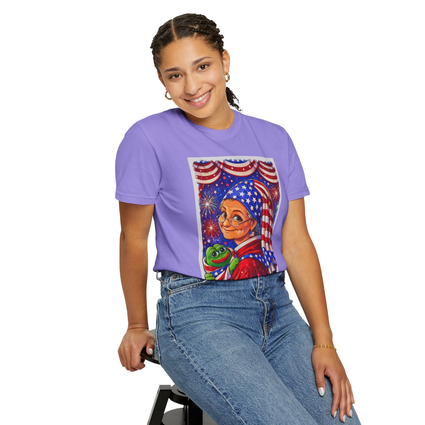 Grandmas Patriotic Original Gansta “OG Grannie” T-Shirt — American Flag Grandma w baby Pepe Graphic Tee