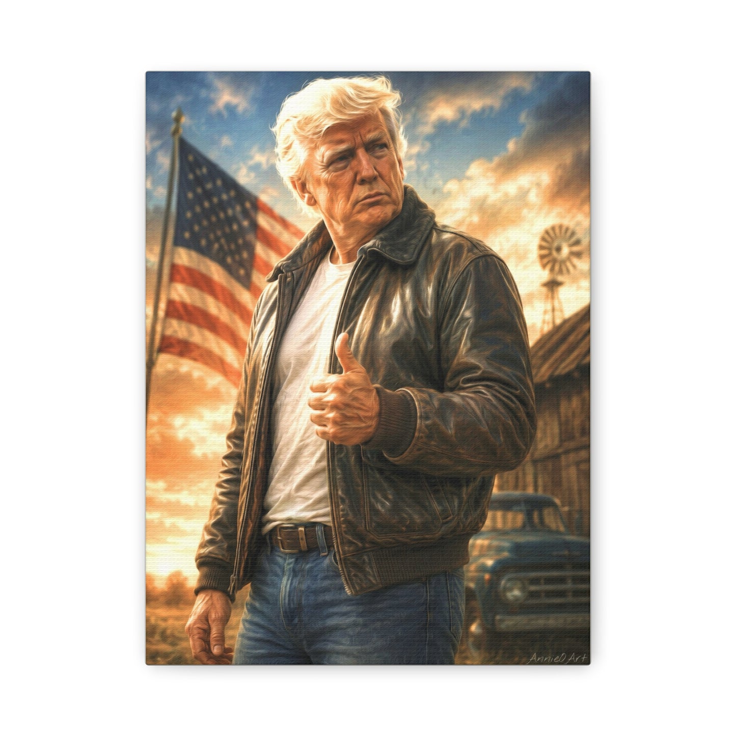 Trump Patriotic Vintage Leather Jacket Canvas