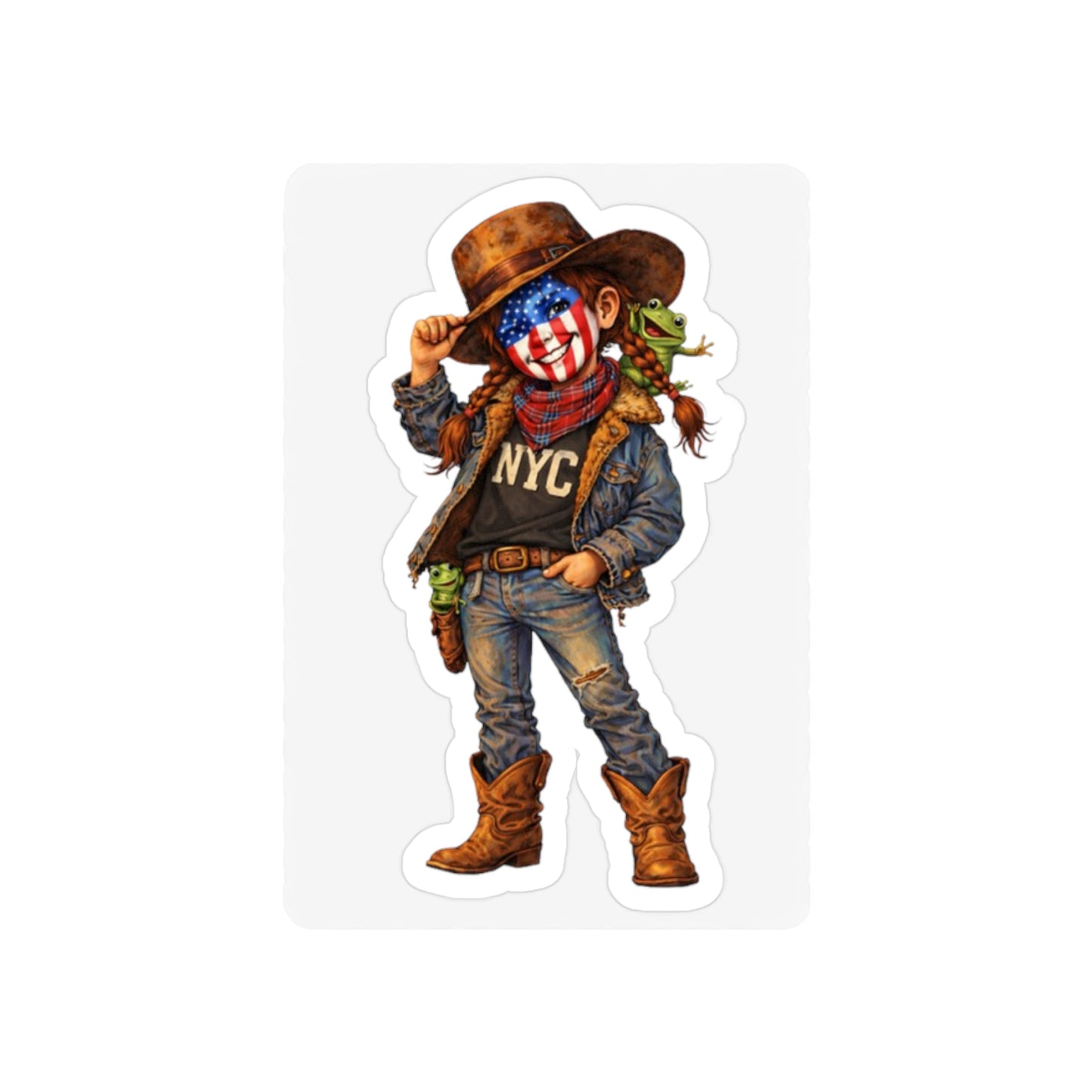 Patriotic Cowgirl Die-Cut Sticker — NYC Patriotic Cowgirl (AnnieO) (Outdoor Transparent)