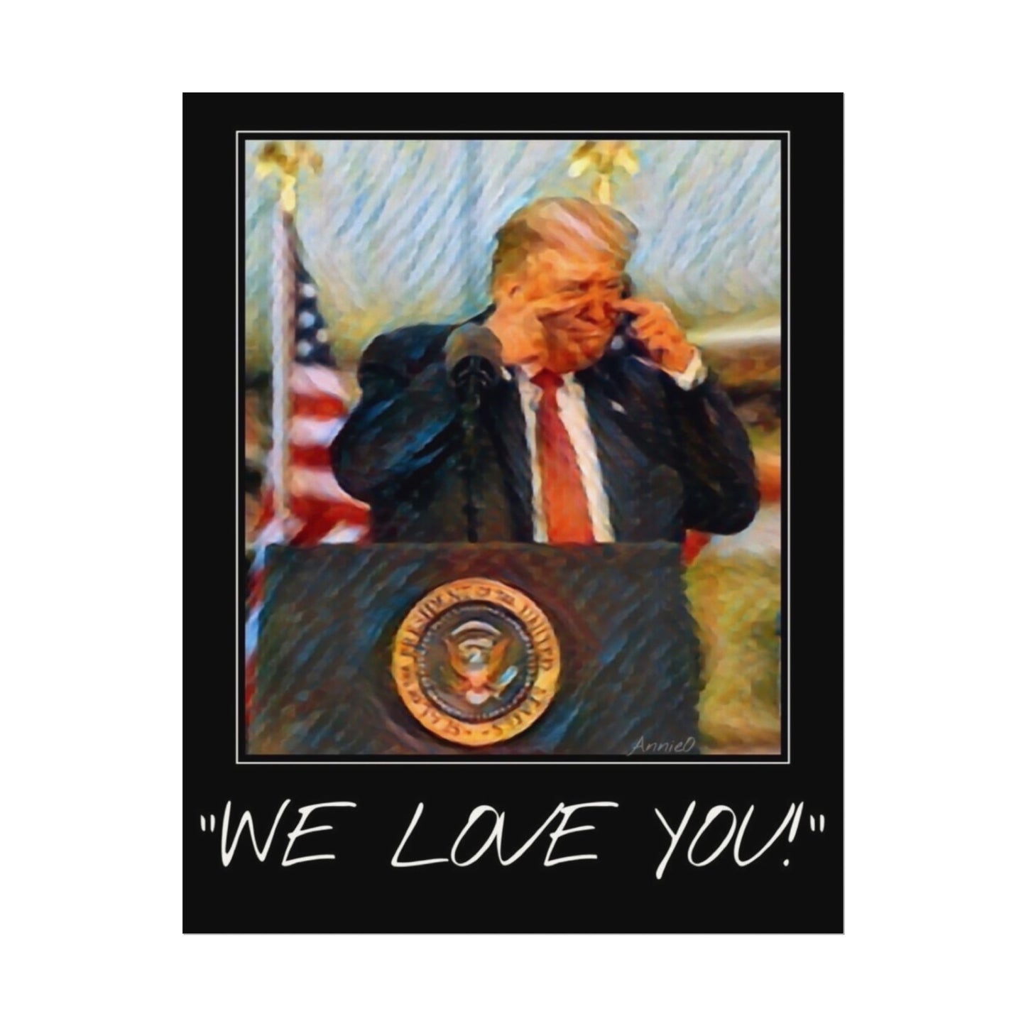 Patriotic Watercolor Matte Poster — Presidential Podium Artwork