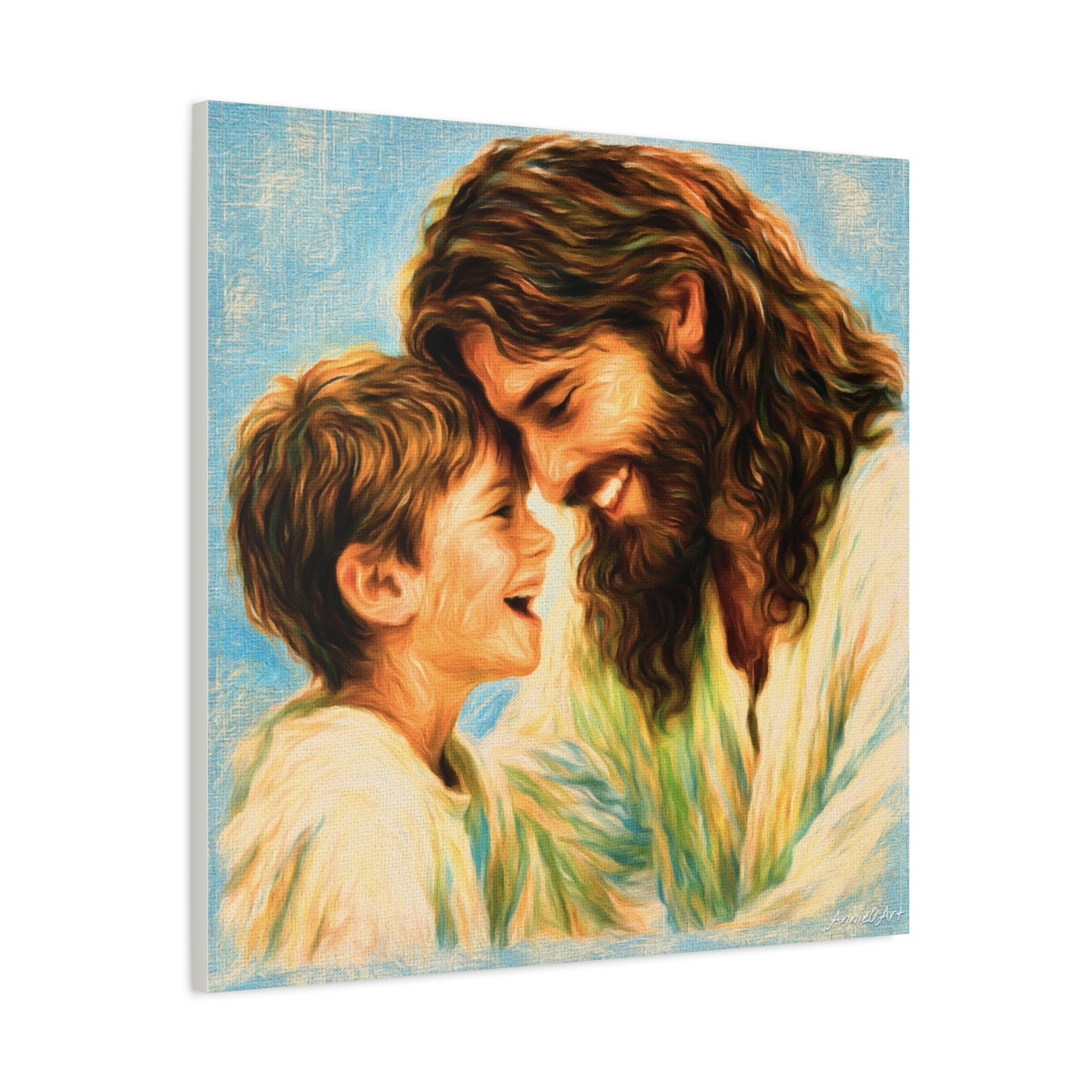 Smiling Jesus and Child Matte Canvas Wall Art