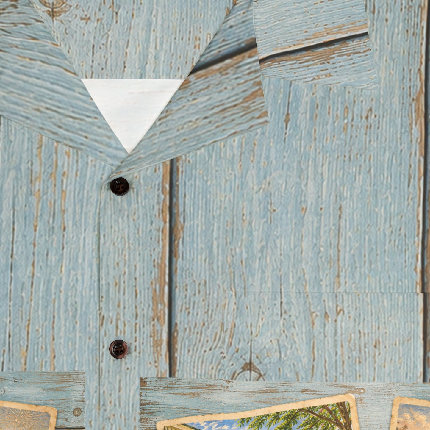 “NYC KID- Born in the City- Raised on the Beach” -Vintage Coastal Wood Plank Hawaiian Shirt