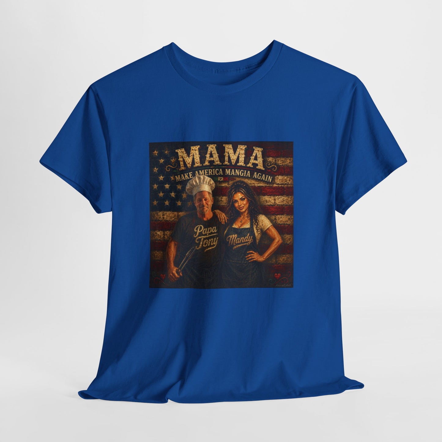 CUSTOM for MANDY—Mama Pizza Team T-Shirt — Retro American Flag Pizza Chef Graphic Tee