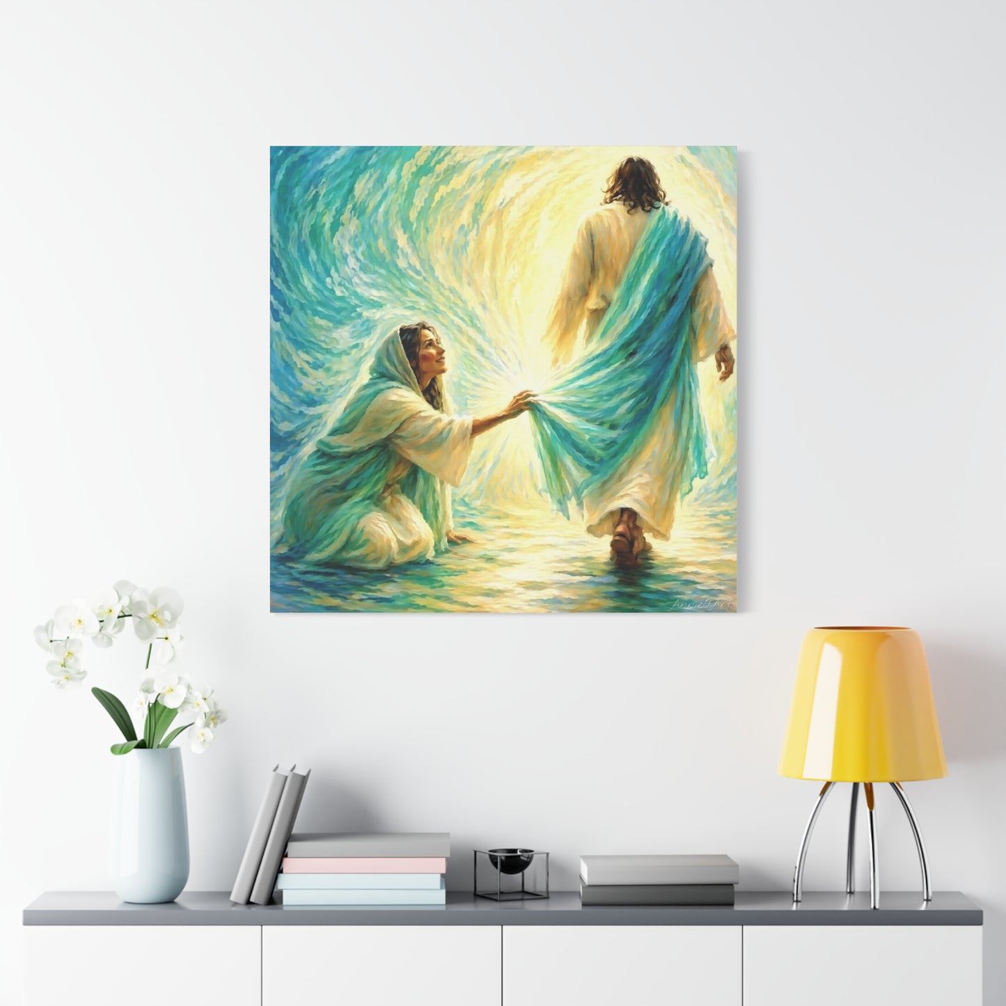 Jesus and the Woman Touching His Cloak - Inspirational Matte Canvas Wall Art