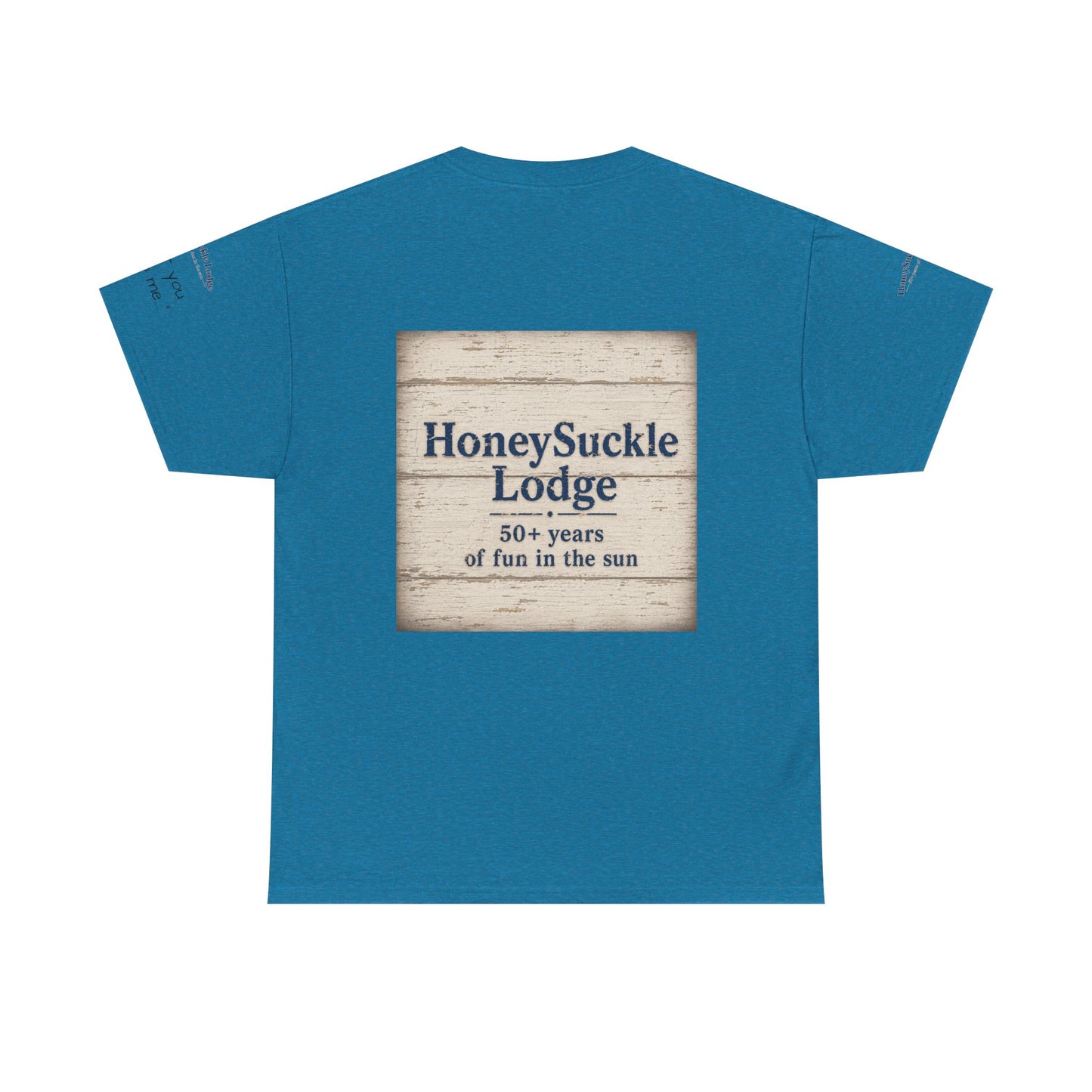 HoneySuckle Lodge Vintage Beach T-Shirt — "50+ years of fun in the sun" Retro Kids on Shore Design