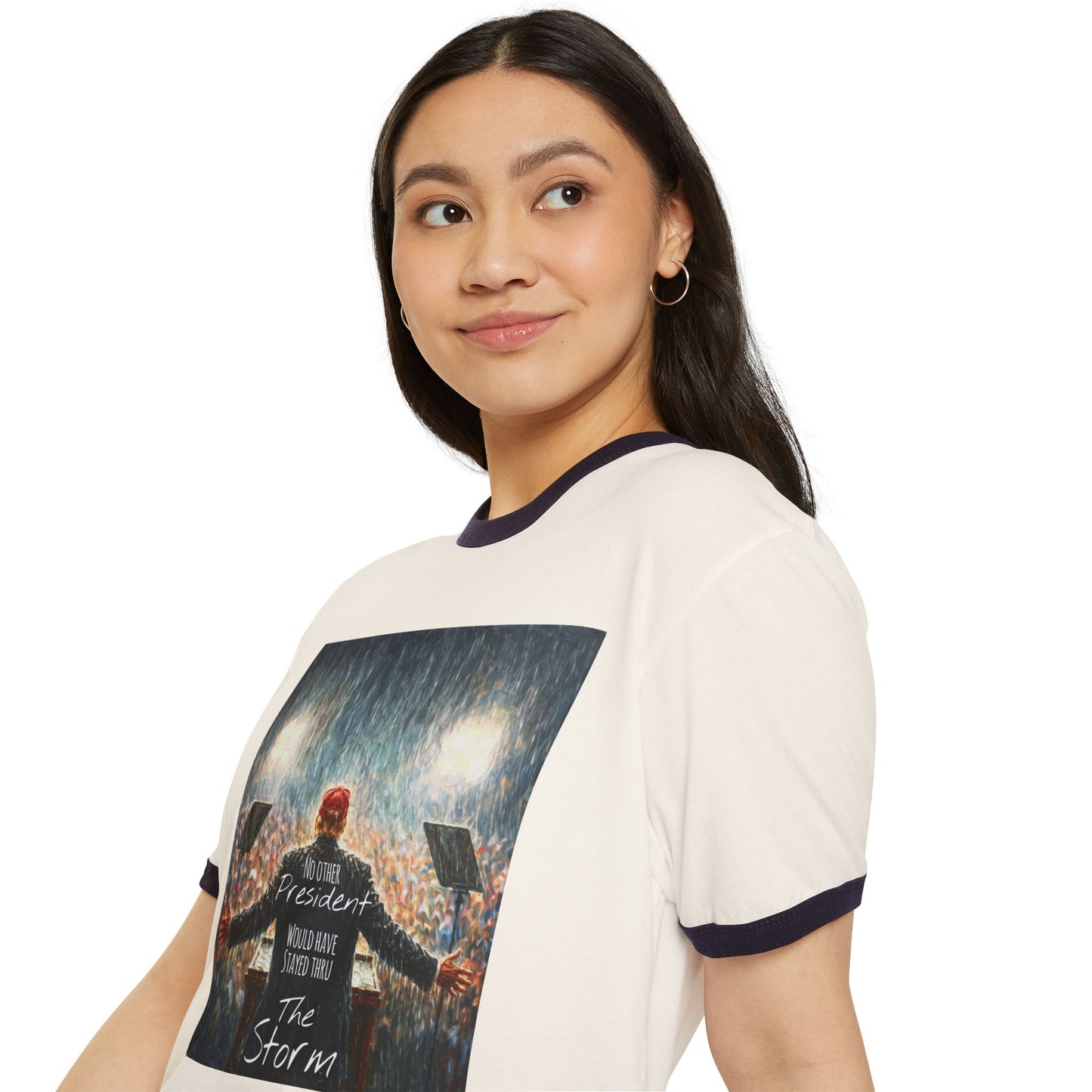 Trump Ringer T-Shirt — "The Storm" Front Graphic & "Happy Birthday America" Back Retro Print