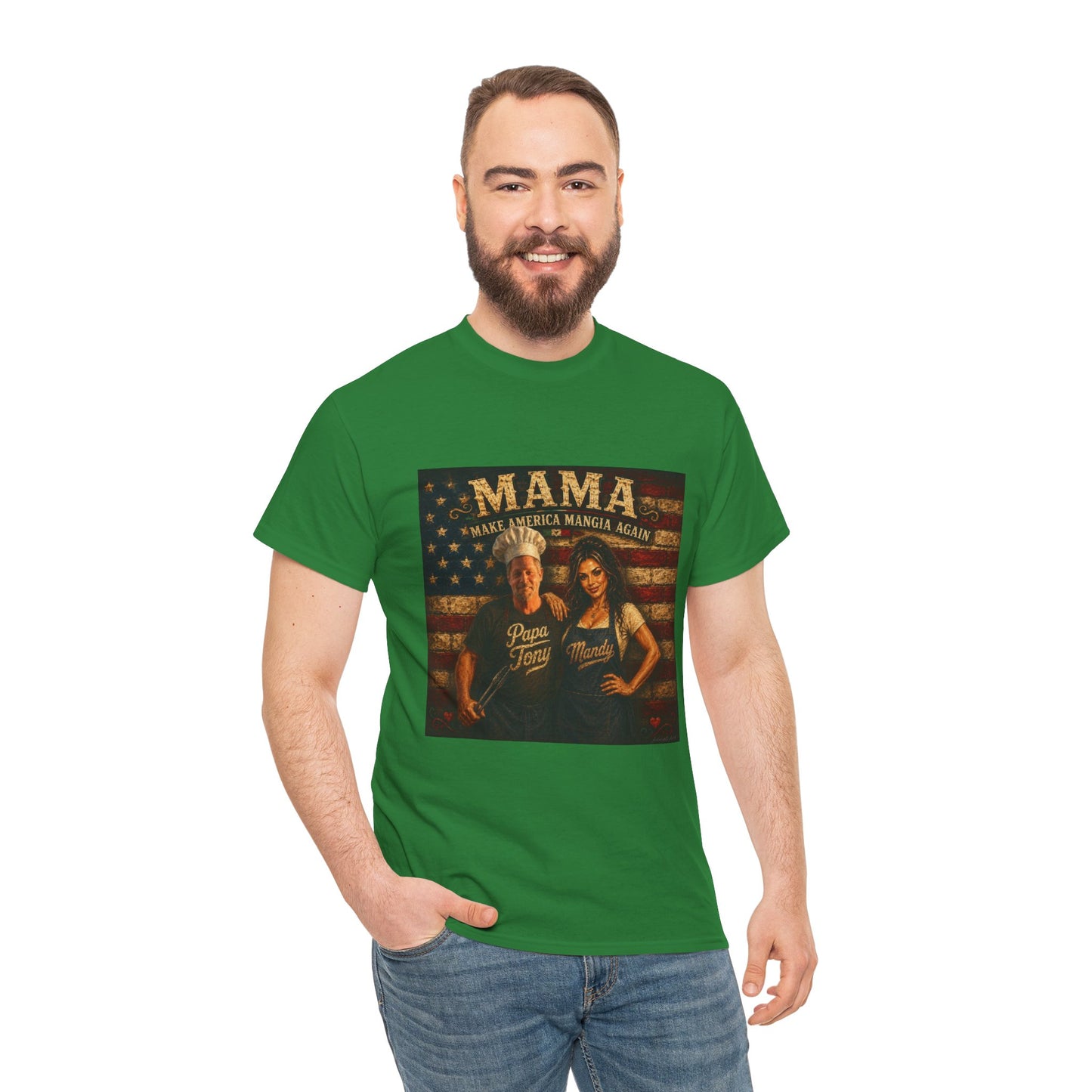 CUSTOM for MANDY—Mama Pizza Team T-Shirt — Retro American Flag Pizza Chef Graphic Tee