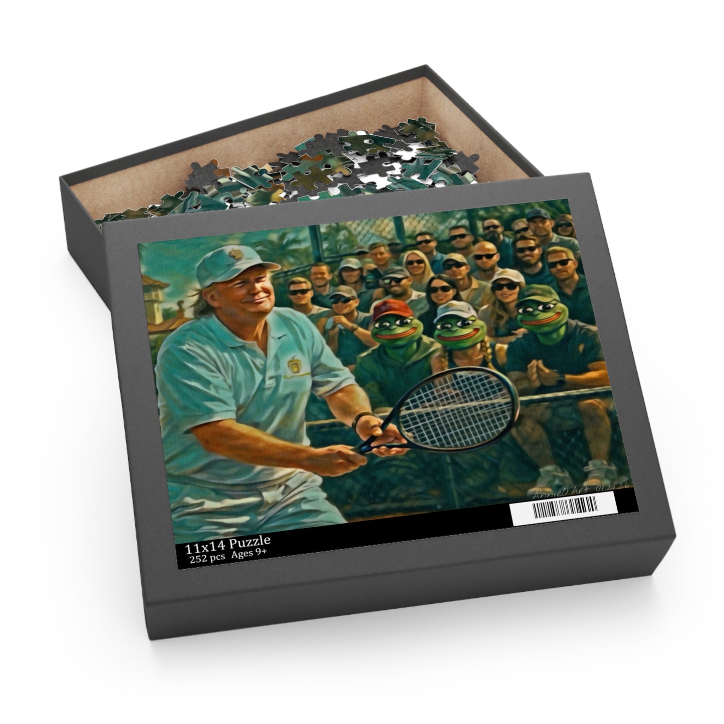 Trump Tennis Crowd Jigsaw Puzzle — Vintage Match Scene (120/252/500 pcs)