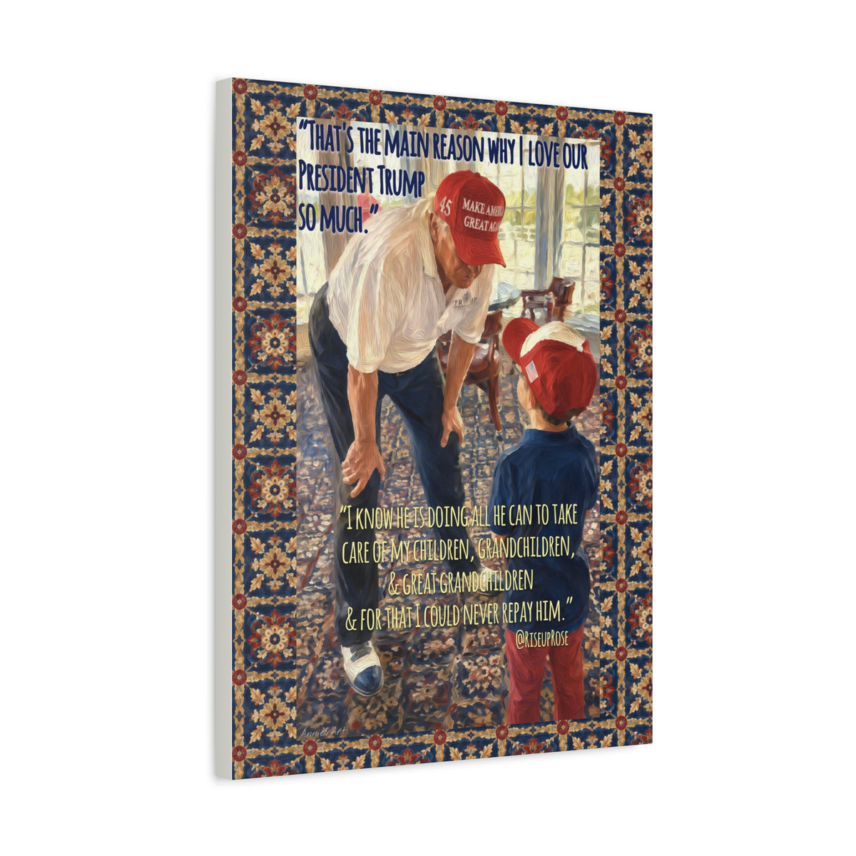 Patriotic Trump Quote Matte Canvas Print — 'I Love Our President Trump So Much' Wall Art