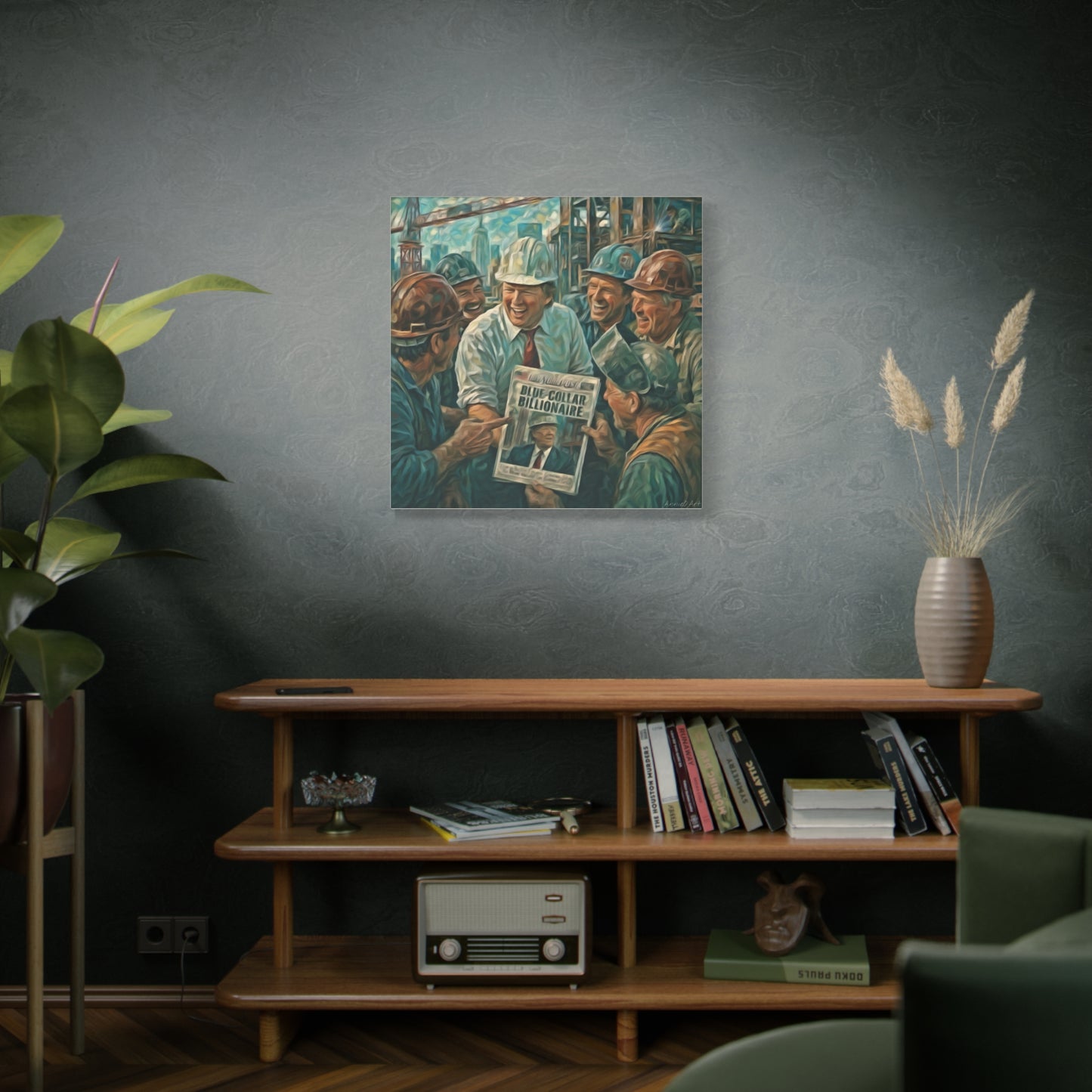 Trump Blue-Collar Billionaire Canvas Print — Vintage Labor Wall Art