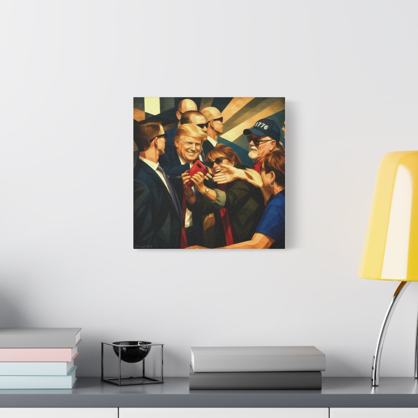 Trump Selfie with Supporters—Matte Canvas Art - Stretched 1.25"