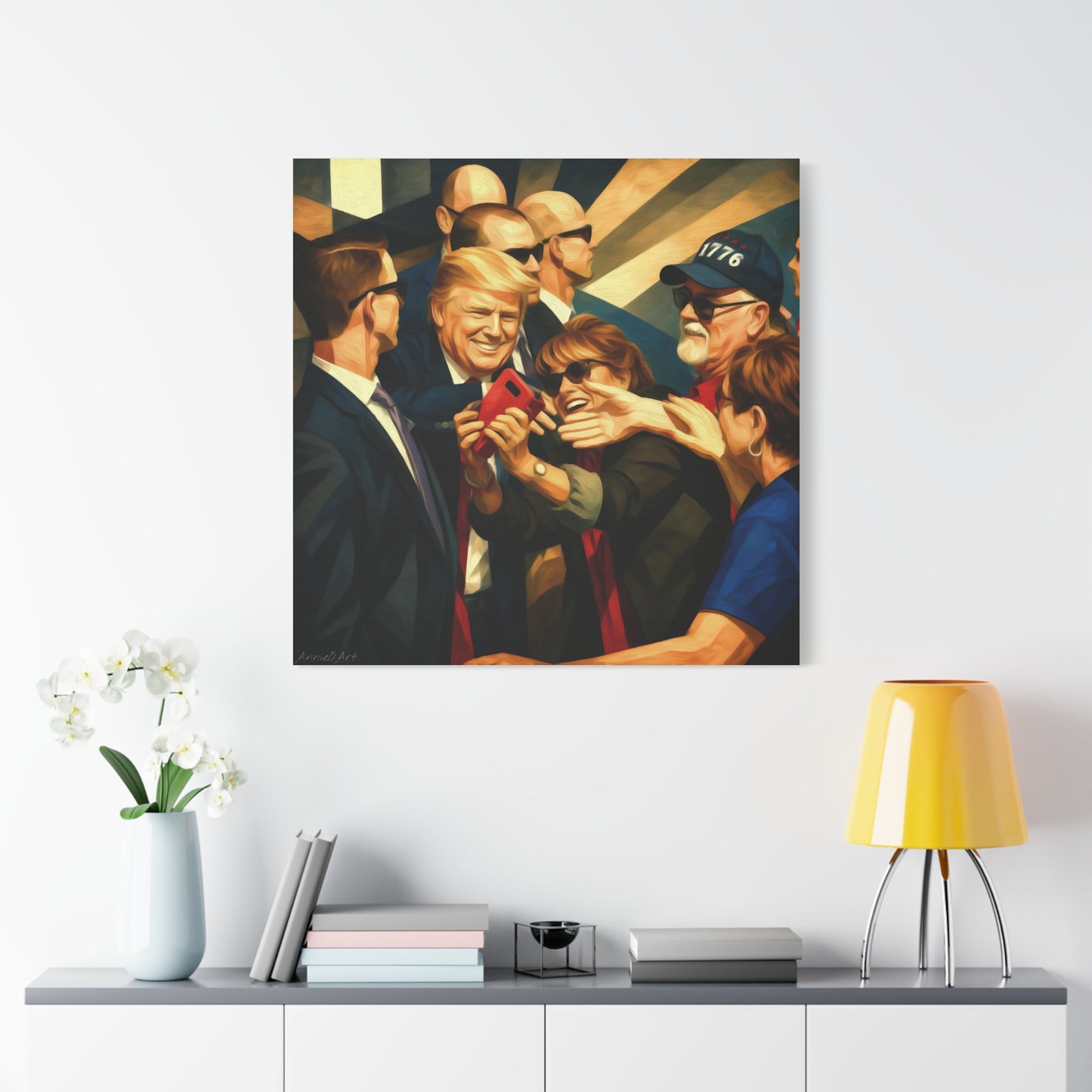 Trump Selfie with Supporters—Matte Canvas Art - Stretched 1.25"