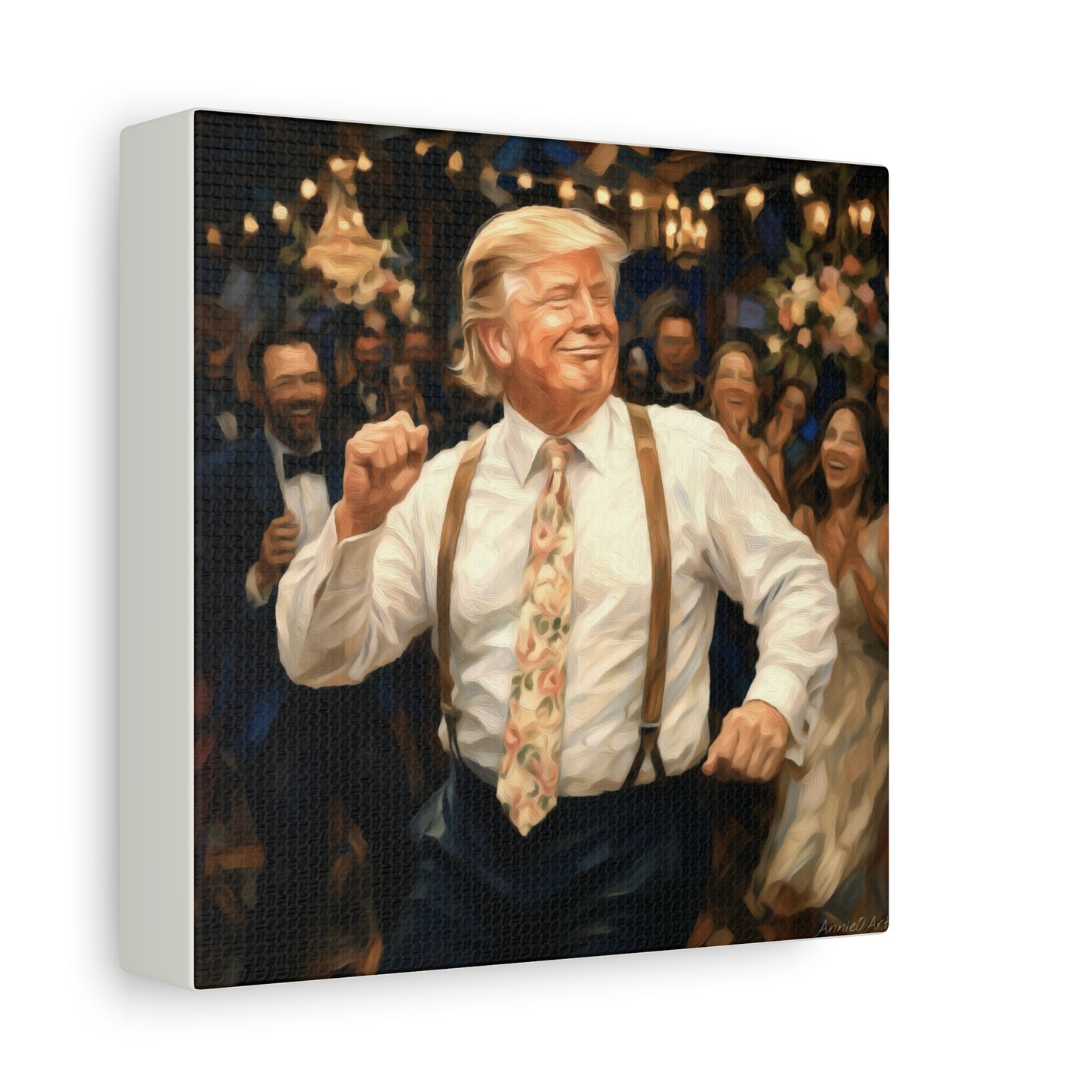 Vintage Festive Trump Dancing Canvas Wall Art