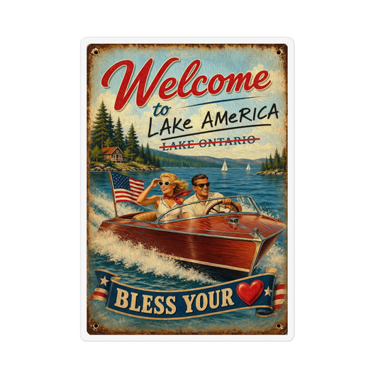Welcome to Lake America Vintage Boat Magnet — “Bless Your Heart ” Lake House Decor