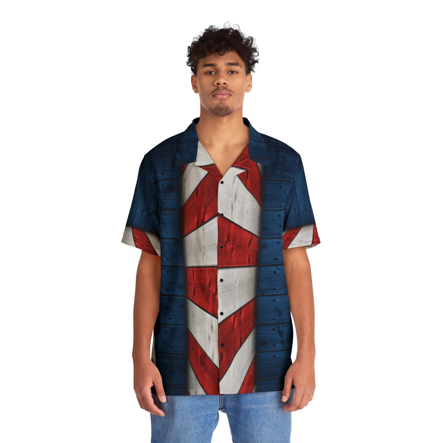 NYC Kid Patriotic Hawaiian Shirt — Red White Blue Flag Print