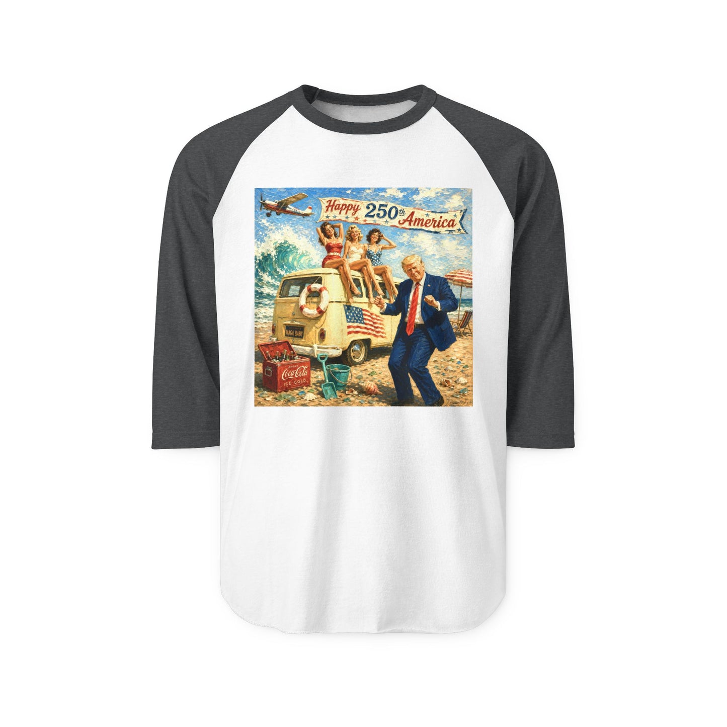 Raglan Shirt —Trump 'MAGA Baby' ‘Happy 250th’ Vintage Political Graphic Tee