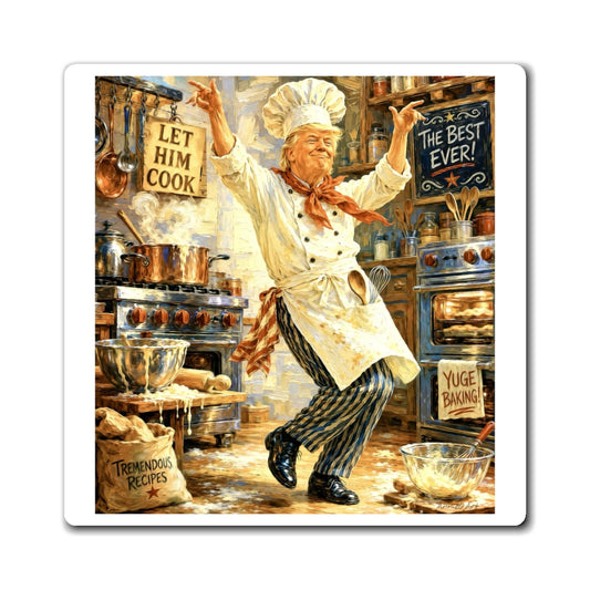 Trump Chef Dancing Kitchen Magnet – "Let Him Cook" Decorative Fridge Magnet