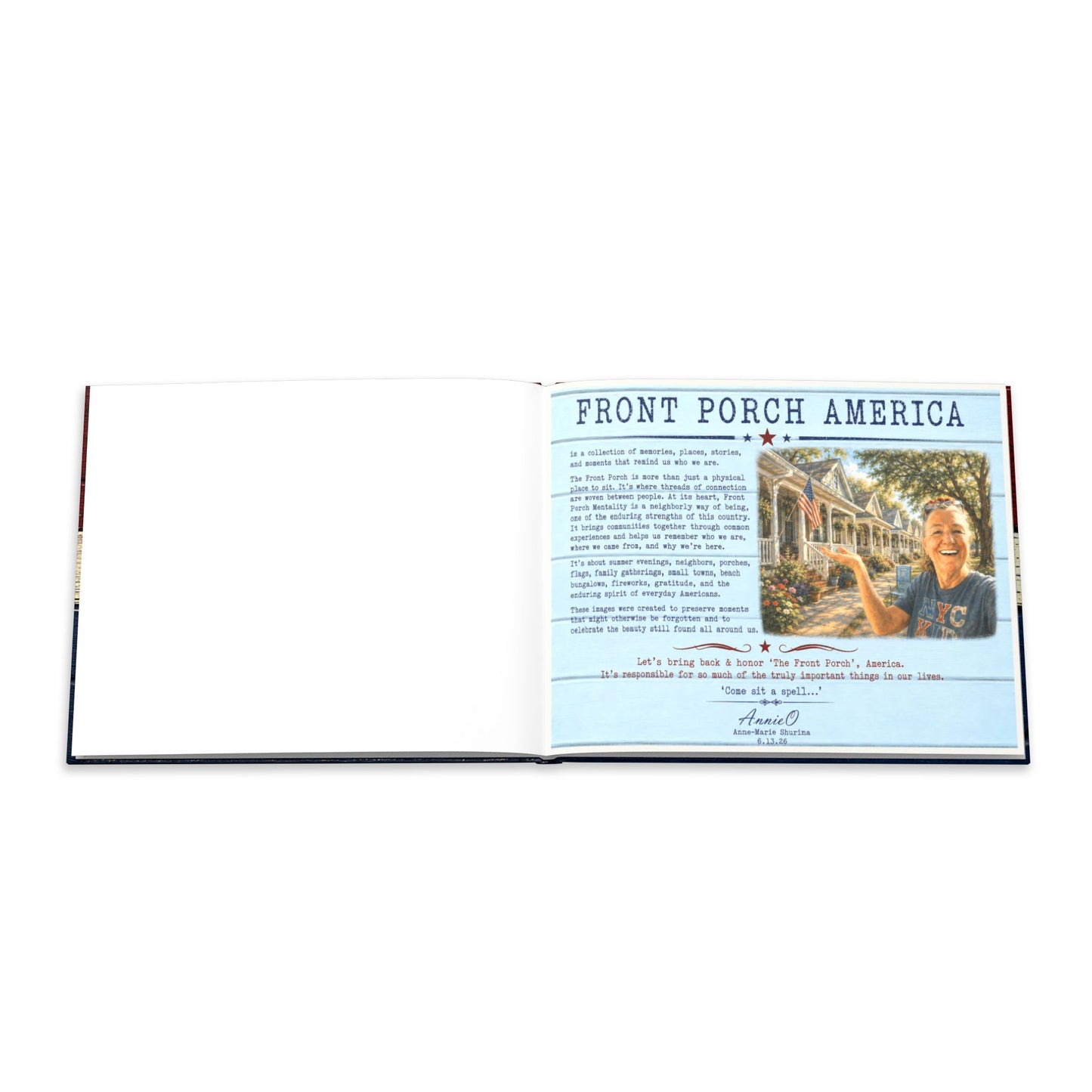Front Porch America Hardcover Photo Book — Rustic Patriotic Keepsake