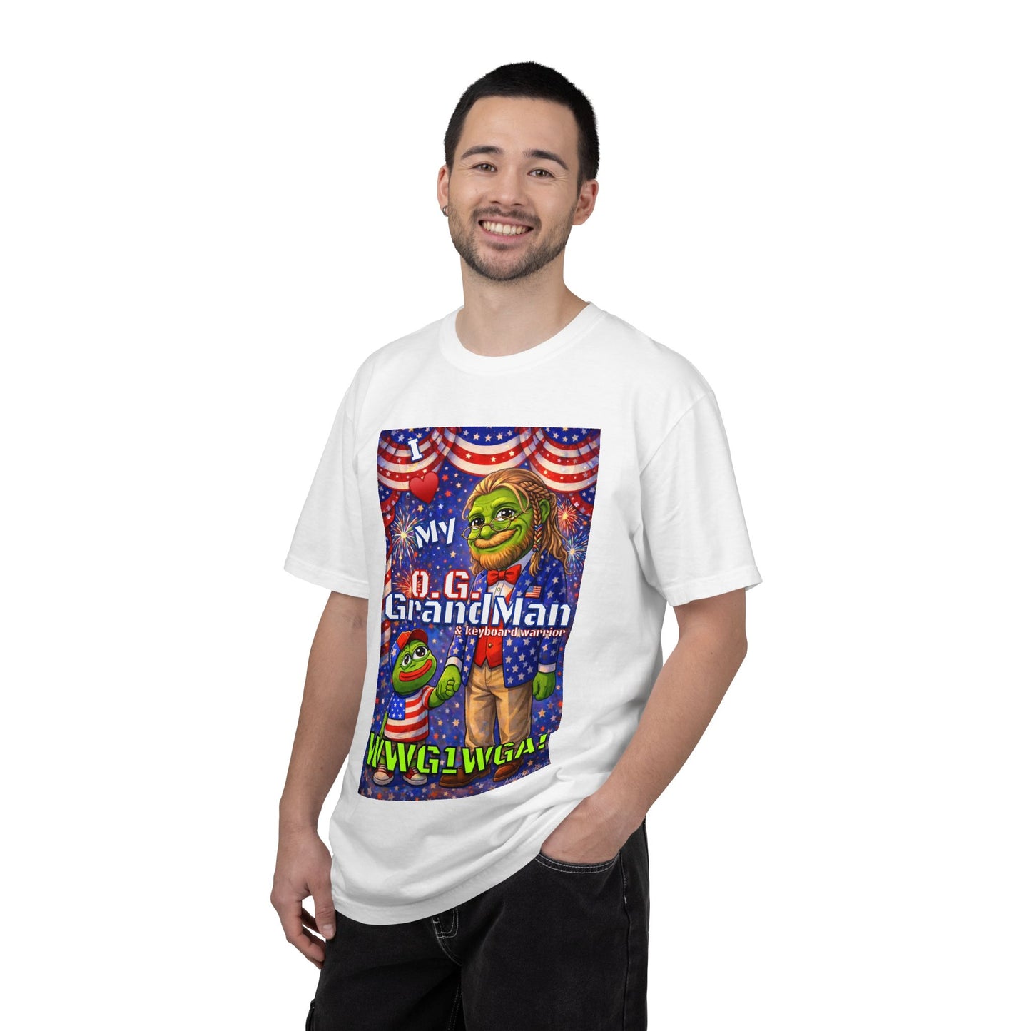 Grandpa/GrandMan Keyboard Warriors— "I ♥️ My O.G. GrandMan" Patriotic Pepe Graphic (WWG1WGA)
