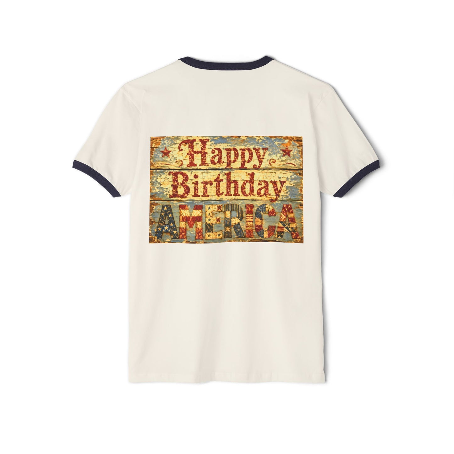 Happy Birthday America Ringer T‑Shirt — Vintage Patriotic Birthday Tee