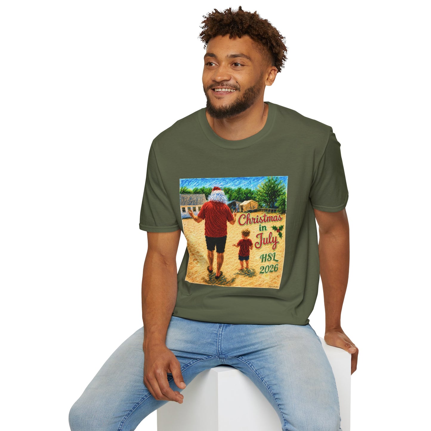 T-Shirt — Christmas in July Santa Beach Graphic Tee