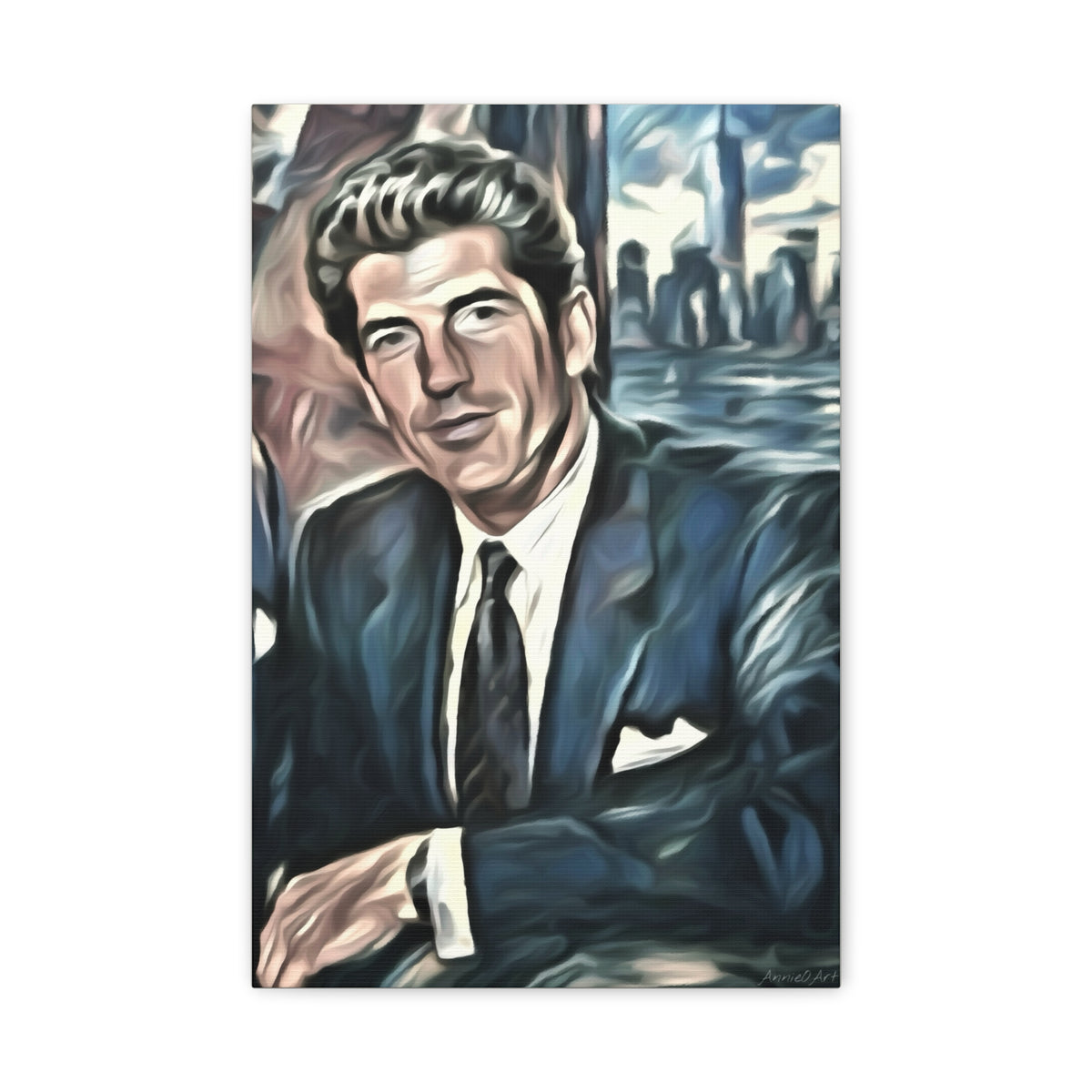 JFK Jr. Vintage Portrait Matte Canvas Wall Art