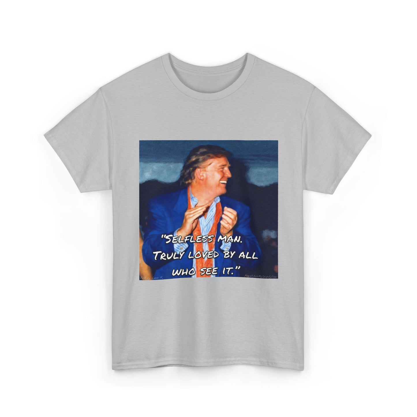 Vintage Portrait Tee with Quote – “Selfless Man, Truly Loved by All Who See It”