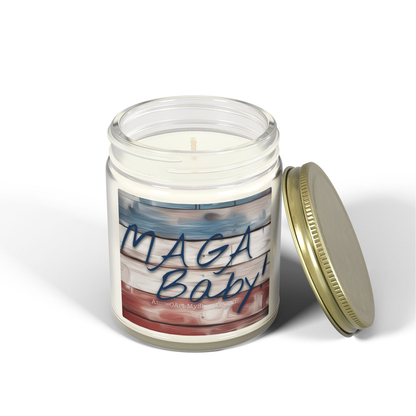 “MAGA, Baby!” Candle — Coconut Apricot Wax, scented (4oz, 9oz)