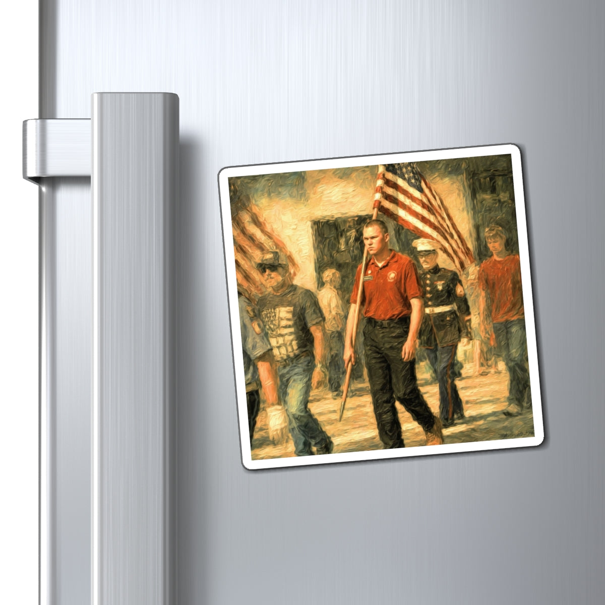 CUSTOM for MICHELLE—Veteran Flag Parade Magnet – Patriotic Memorial Day Refrigerator Decor