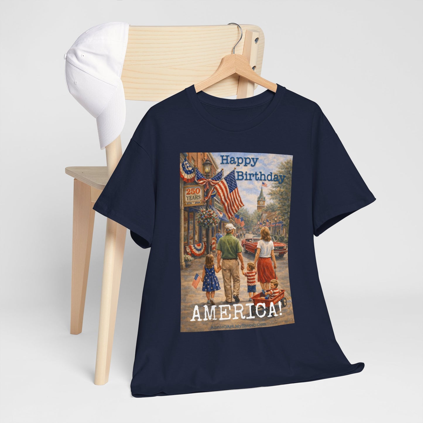 250th Patriotic "Happy Birthday America!" T-Shirt — Vintage Fourth of July Tee