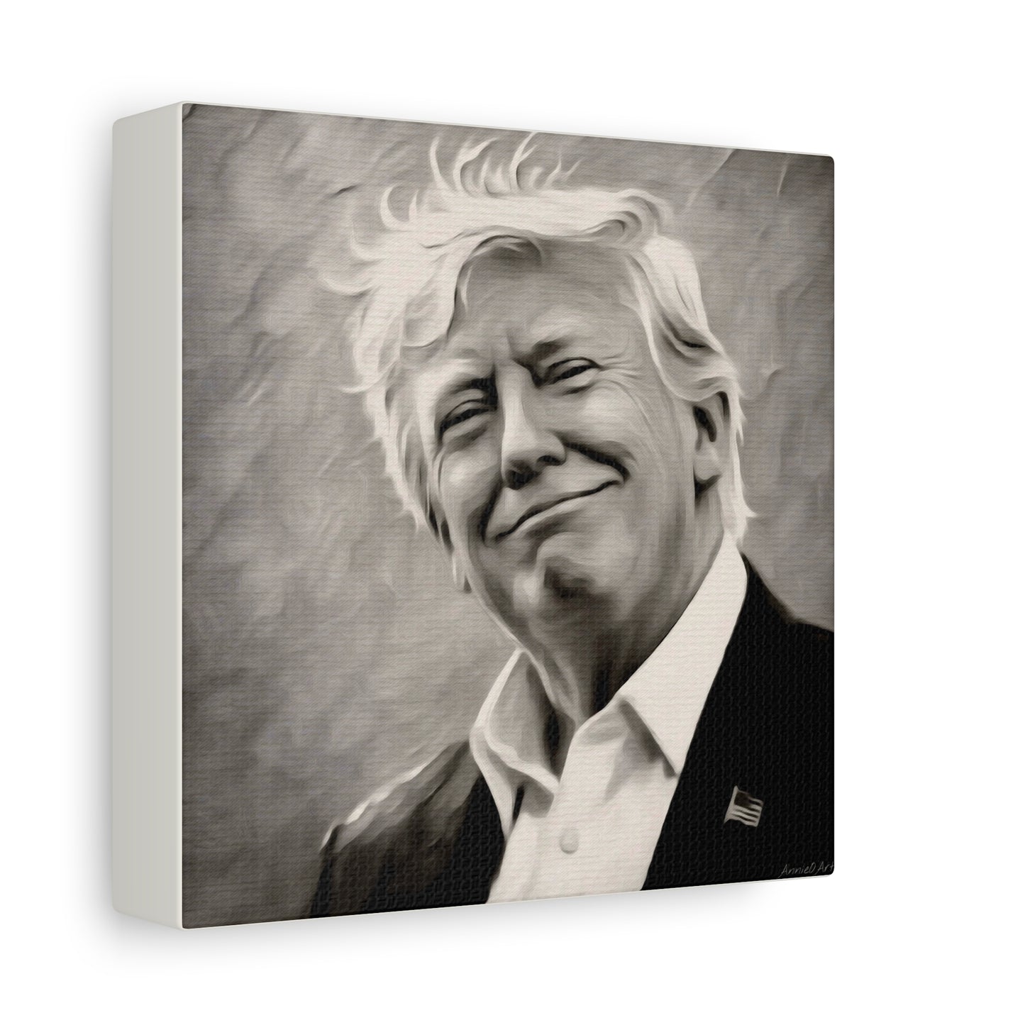 Trump Portrait B&W-Canvas Monochrome Oil-Style Wall Art