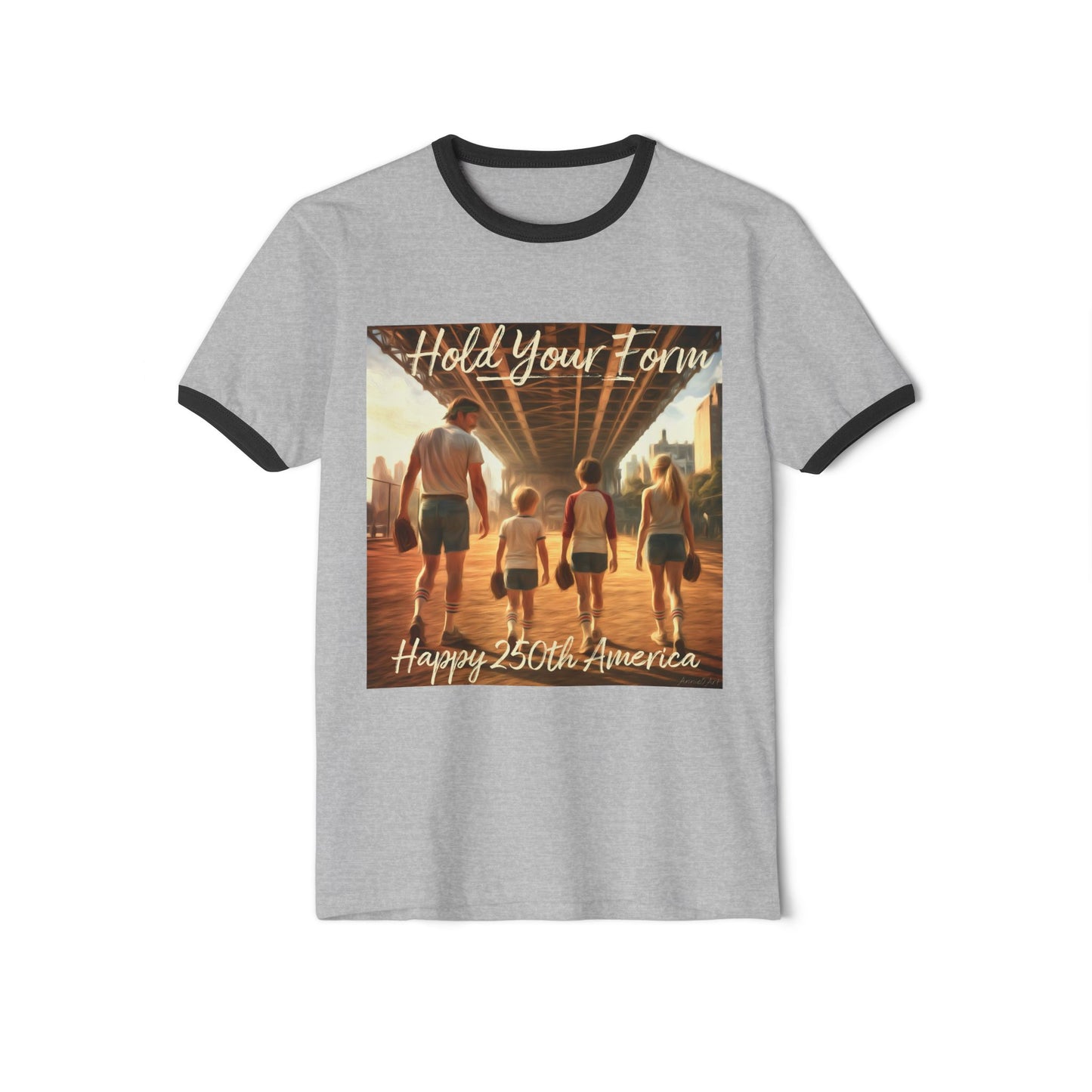 ‘Hold Your Form’ -250th America Vintage Beach Ringer Font & Back Design T-Shirt