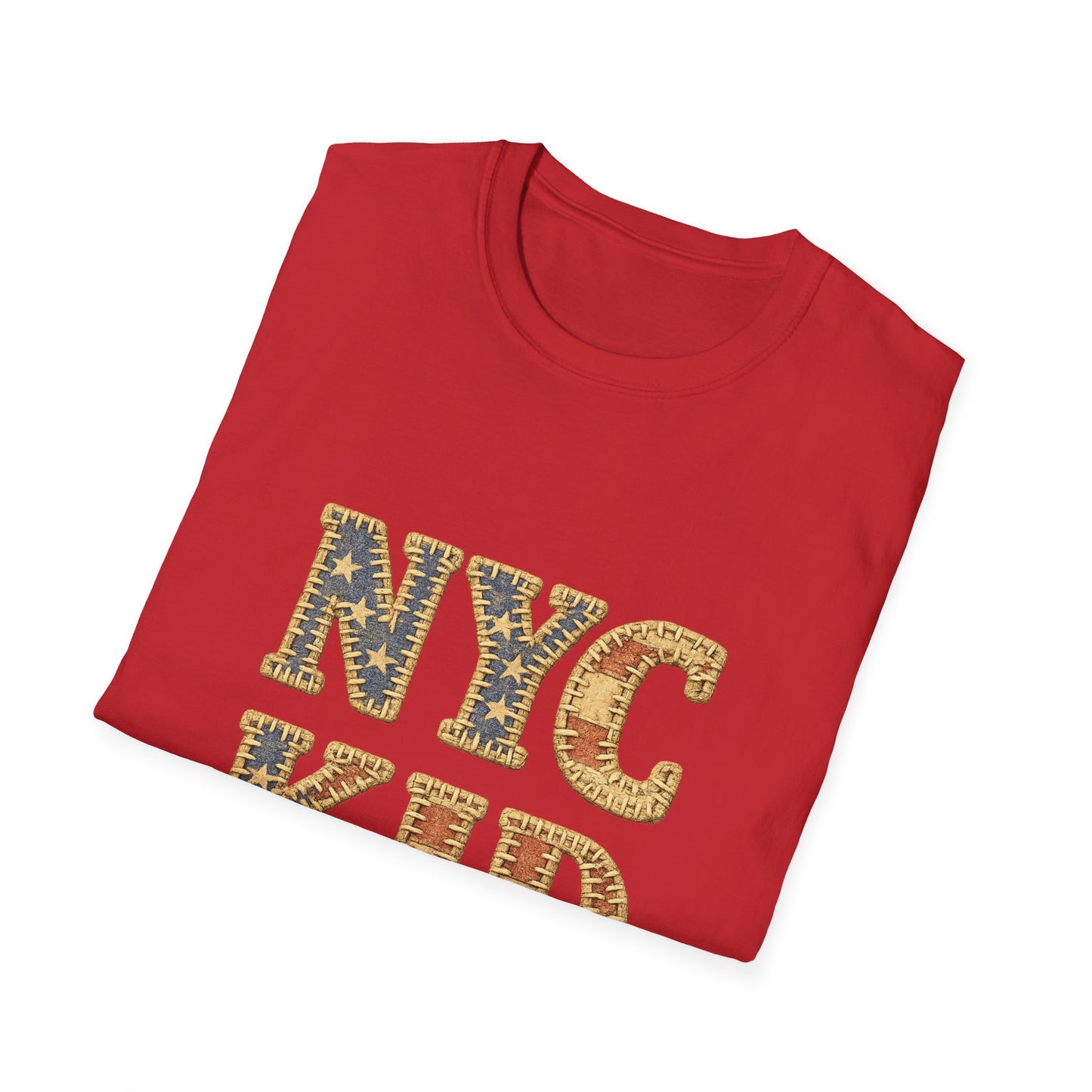 NYC Kid T-Shirt — New York City Vintage Flag Quilt-look Tee