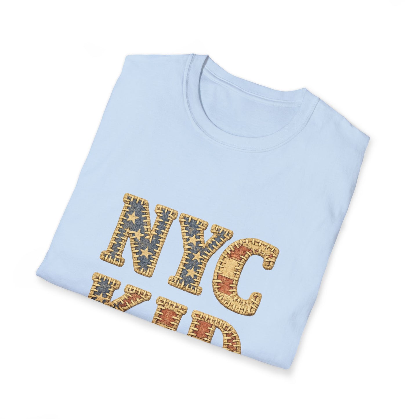 NYC Kid T-Shirt — New York City Vintage Flag Quilt-look Tee