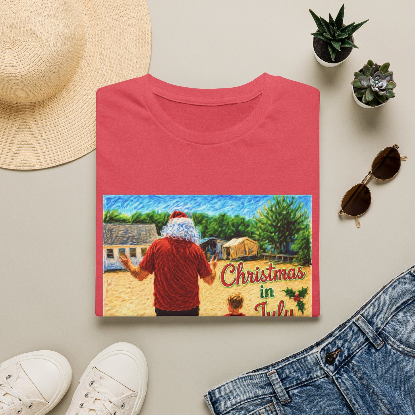 T-Shirt — Christmas in July Santa Beach Graphic Tee