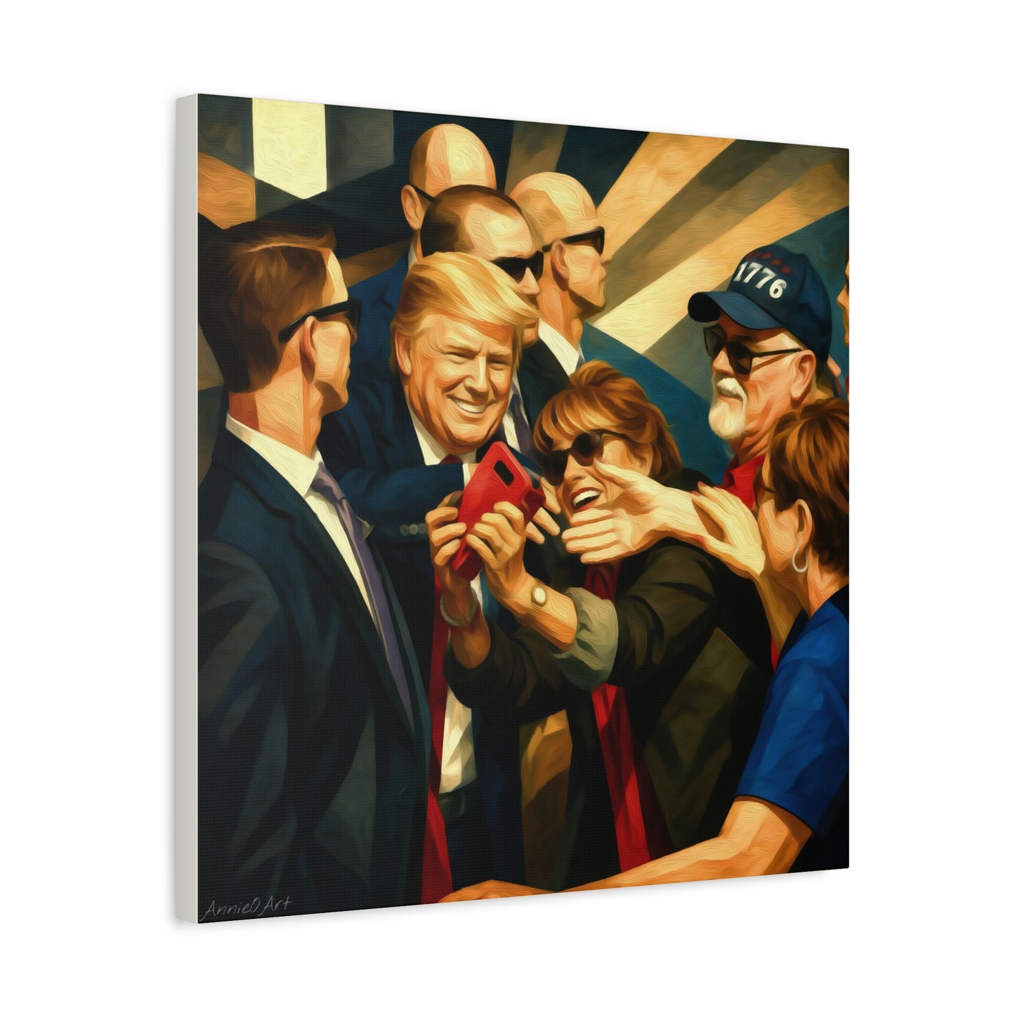 Trump Selfie with Supporters—Matte Canvas Art - Stretched 1.25"
