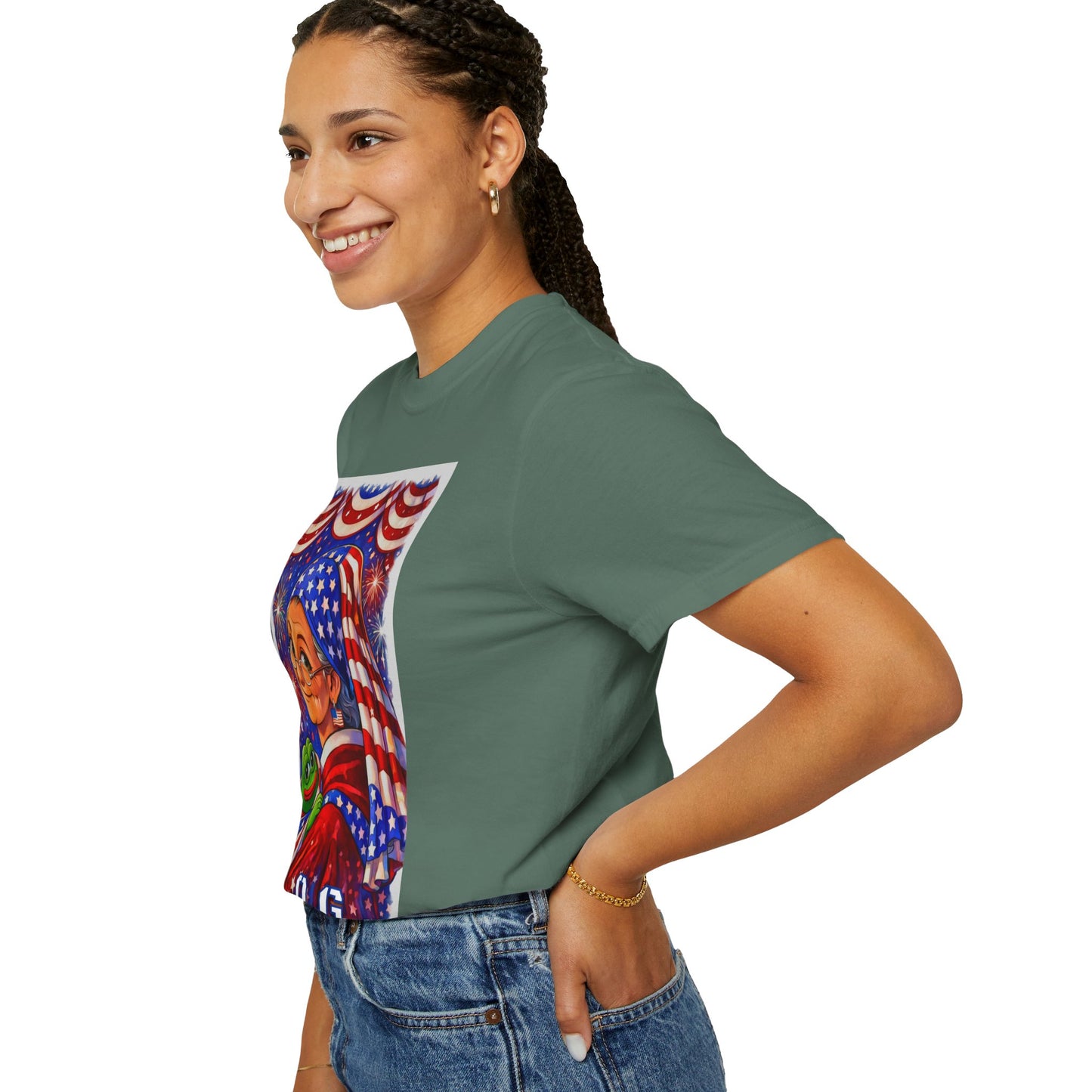 Grandmas Patriotic Original Gansta “OG Grannie” T-Shirt — American Flag Grandma w baby Pepe Graphic Tee