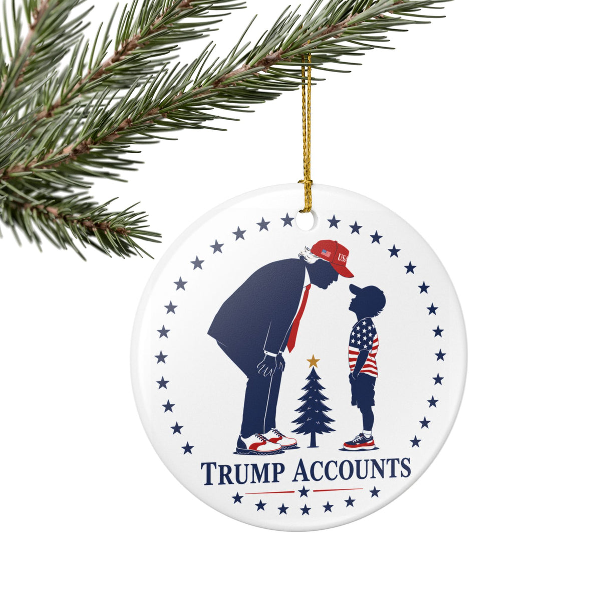 Trump Accounts Ceramic Ornament — Patriotic Holiday Decoration