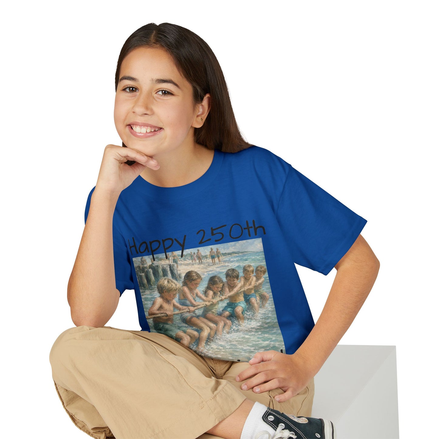 Youth Tee — "Happy 250th America!" Vintage Summer Beach Kids T‑Shirt